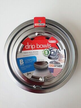 Range Kleen Drip Bowls Style B Stovetop Heavy Duty Chrome Plug in 2 Pack New